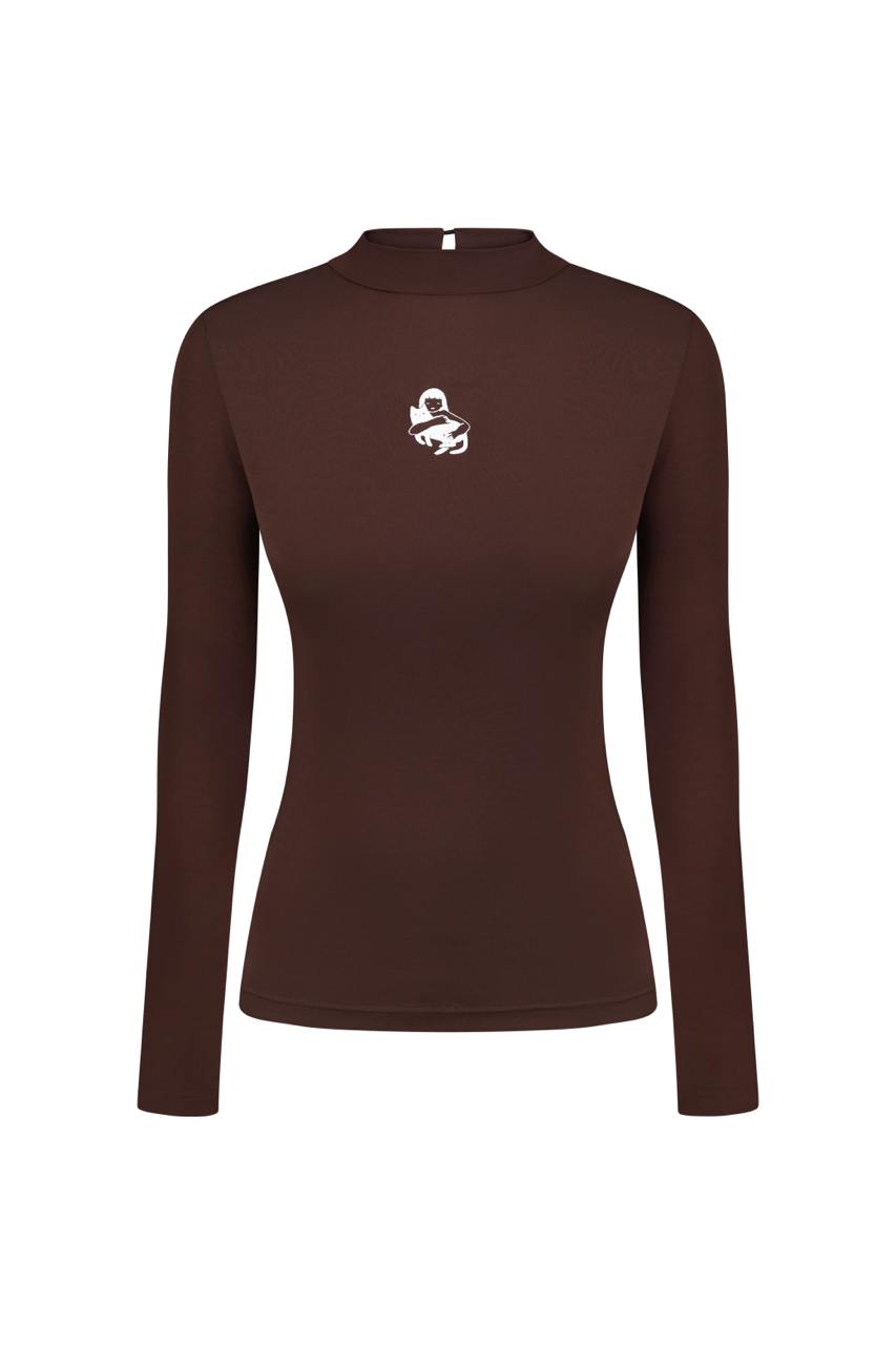 Лонг з вишивкою шоколадний